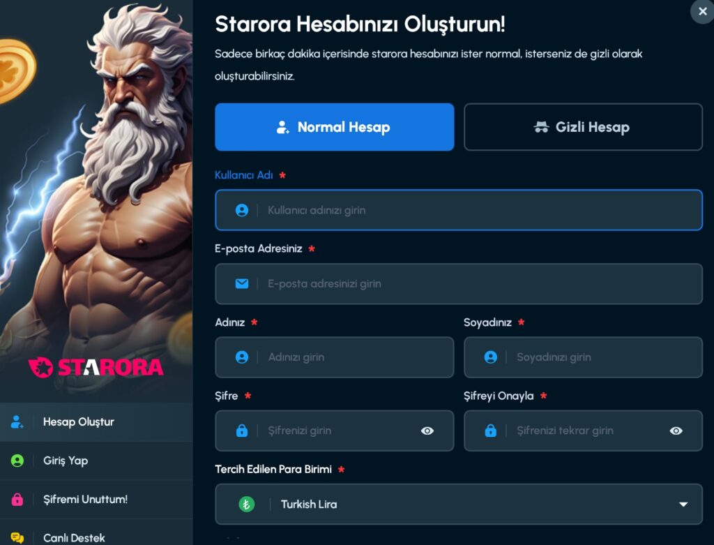 starora üyelik işlemleri